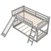 Bunk Bed with Convertible Slide and Ladder, Gray