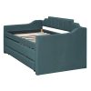 Twin Size Upholstered Daybed with Trundle and Three Drawers,Green