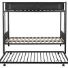 Metal bunk bed with Trundle/ Sturdy Metal Frame/ Noise-Free Wood Slats/ Comfortable Textilene Guardrail/ 2 side Ladders/ Space-Saving Trundle/ Bunk Be