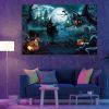 Drop-Shipping Framed Canvas Wall Art Decor Painting For Halloween, Witch in Haunted Grave Yard Painting For Halloween Gift, Decoration For Halloween L